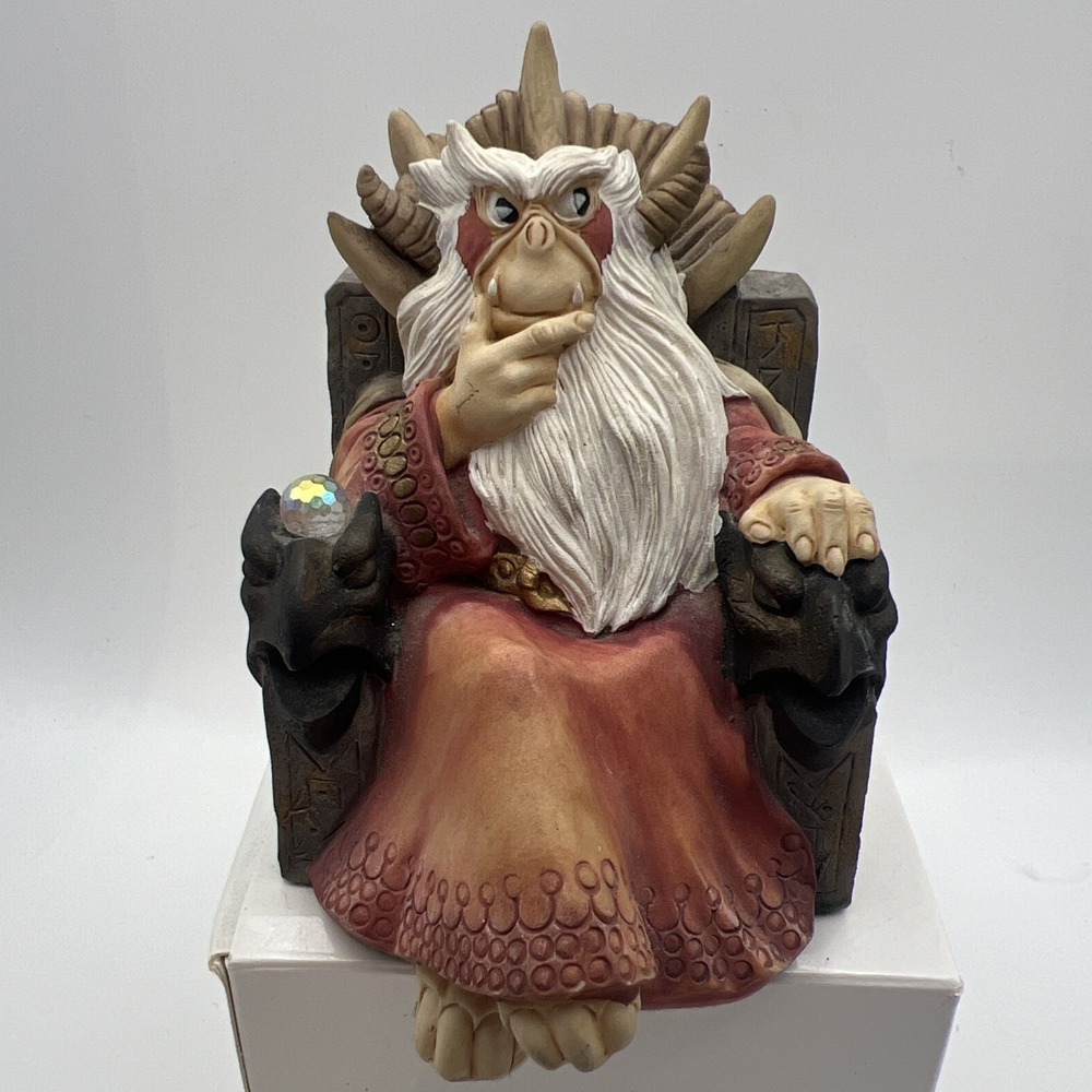 VTG World of Krystonia "N'Borg's Throne" Figurine Wizard Statue w/ Crystal Ball